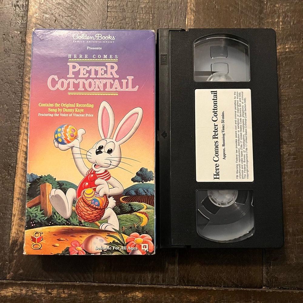 Vintage Golden Books "Here Comes Peter Cottontail" VHS - Colorful Bunny Cover
